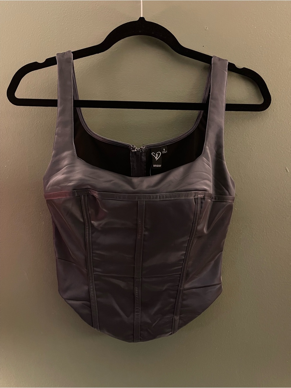 Windsor Charcoal Faux-Leather Corset Tank